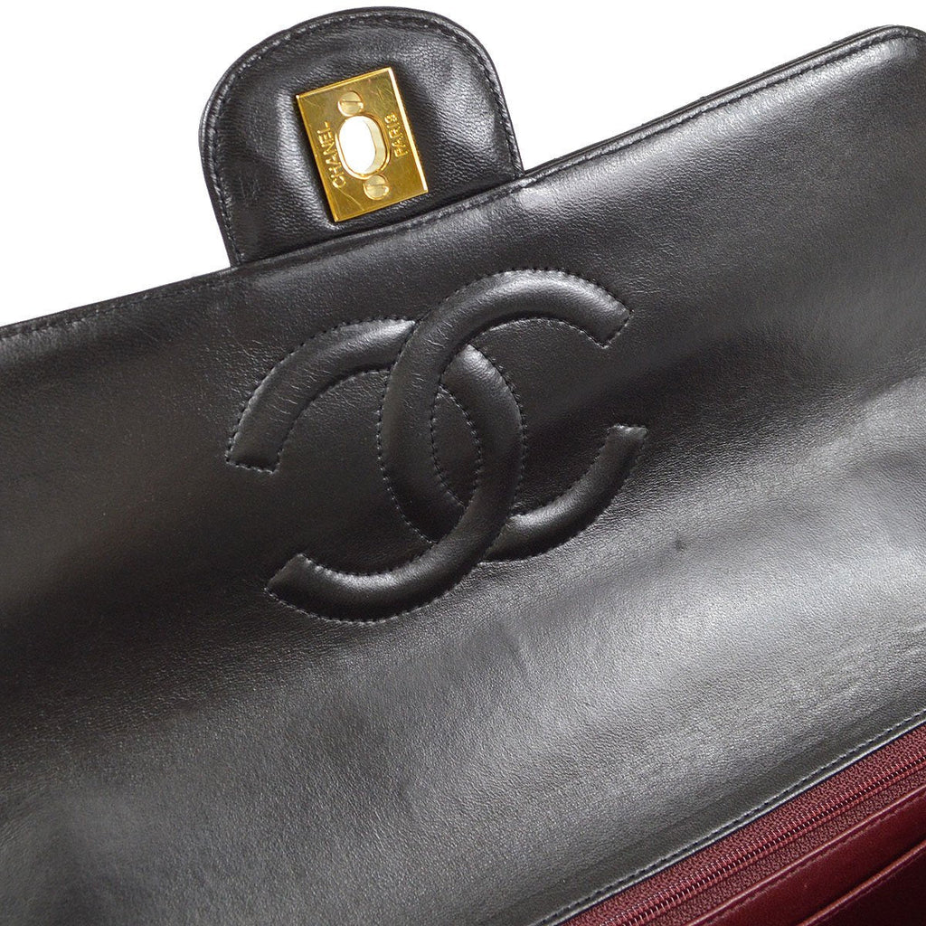 CHANEL 1994-1996 Classic Single Flap Handbags Set Black Lambskin 72957