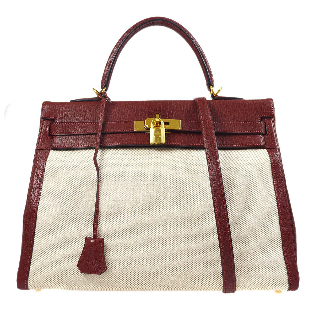 HERMES 2000 KELLY 35 RETOURNE Rouge H Chevre Toile H
