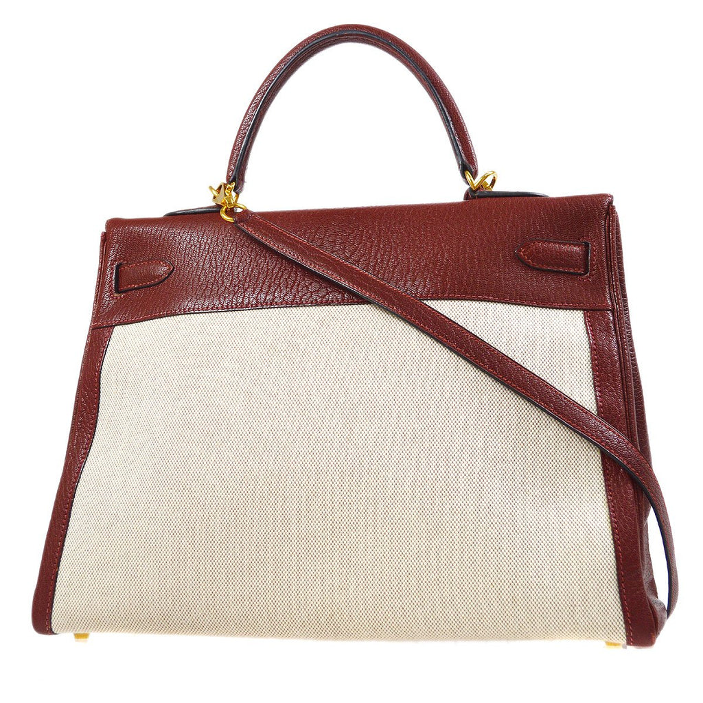 HERMES 2000 KELLY 35 RETOURNE Rouge H Chevre Toile H