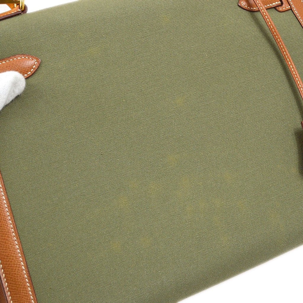 HERMES KELLY 32 SELLIER Bicolor Toile Officier Courchevel
