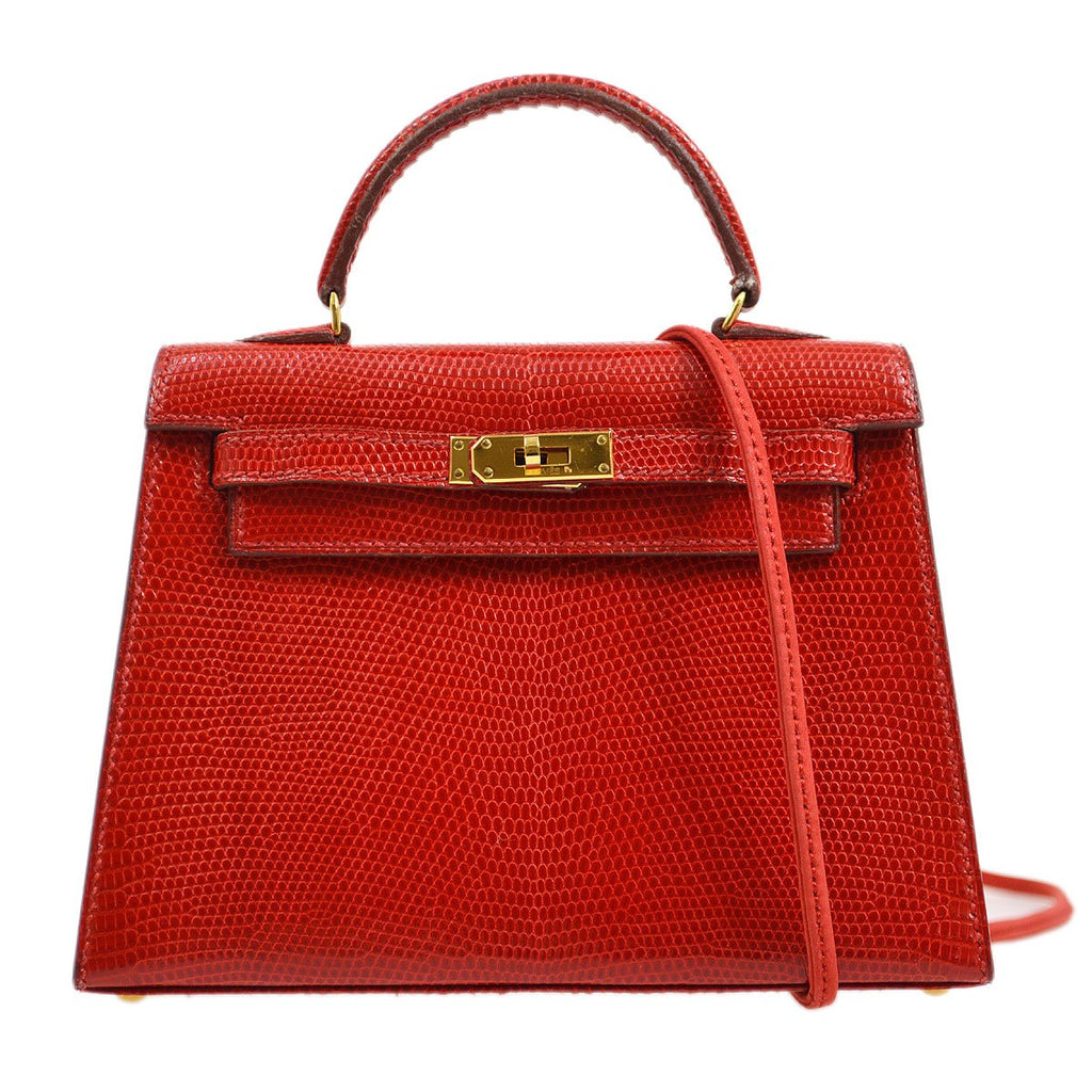HERMES 1992 KELLY 15 SELLIER Rouge Lizard