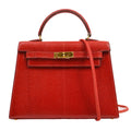 HERMES 1992 KELLY 15 SELLIER Rouge Lizard