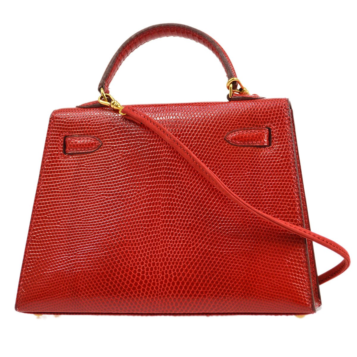 HERMES 1992 KELLY 15 SELLIER Rouge Lizard