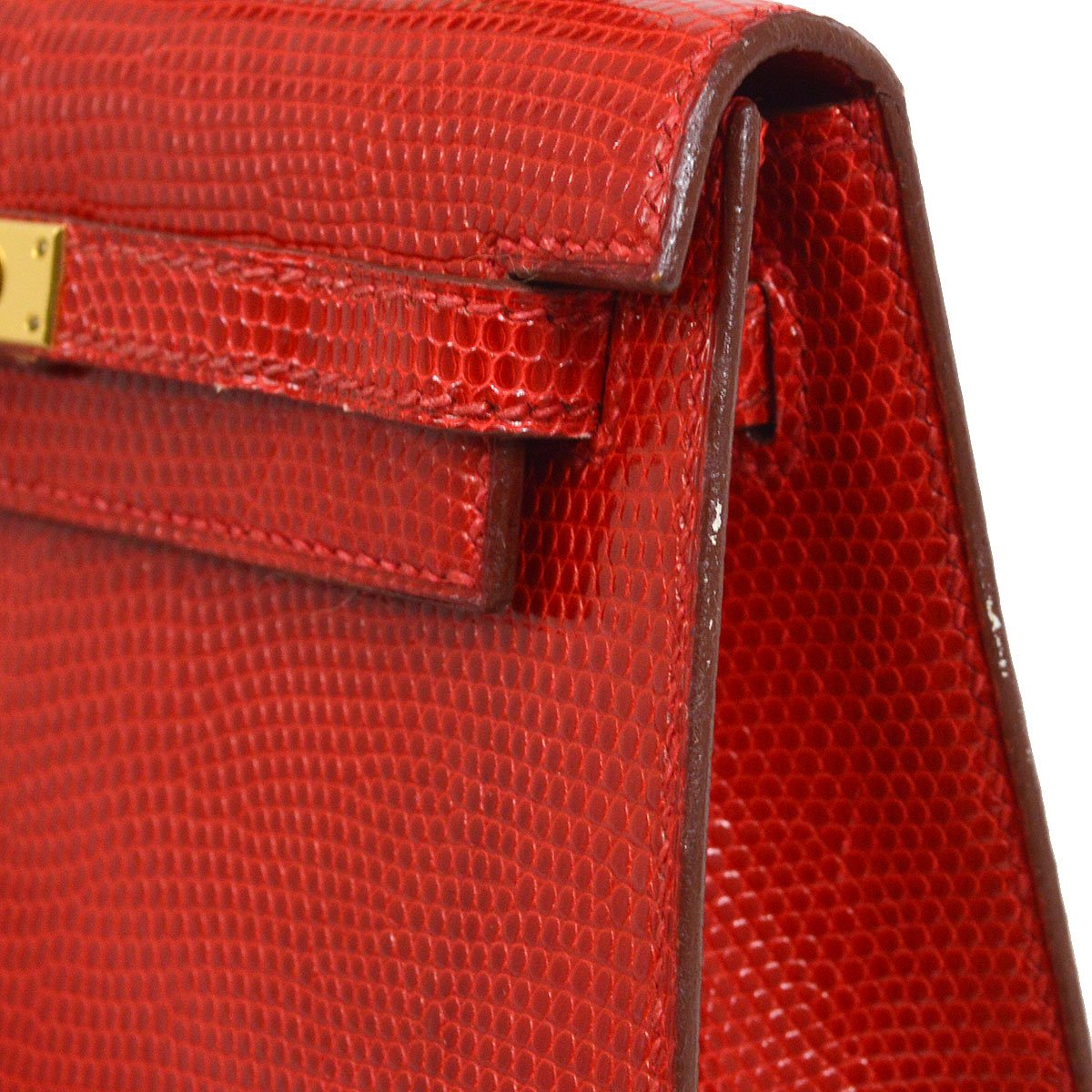 HERMES 1992 KELLY 15 SELLIER Rouge Lizard