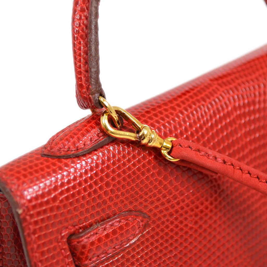 HERMES 1992 KELLY 15 SELLIER Rouge Lizard