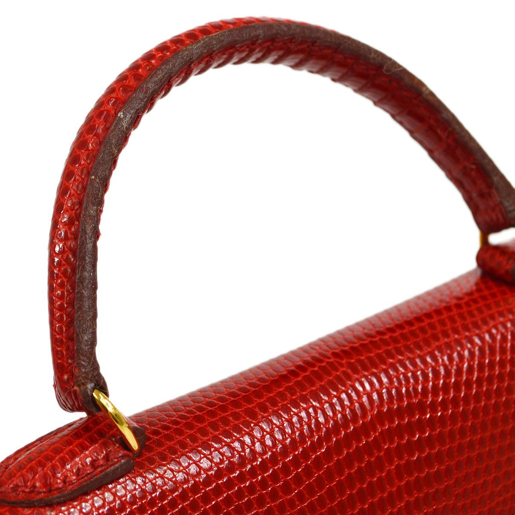 HERMES 1992 KELLY 15 SELLIER Rouge Lizard