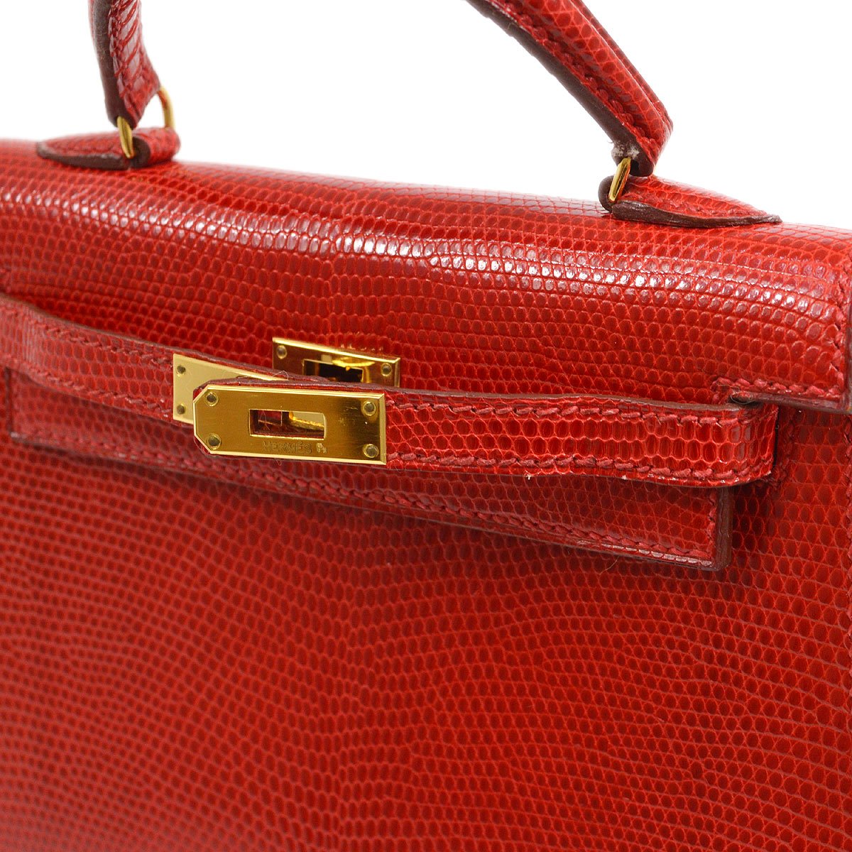 HERMES 1992 KELLY 15 SELLIER Rouge Lizard