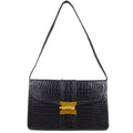 HERMES 1979 Shoulder Bag Black Crocodile