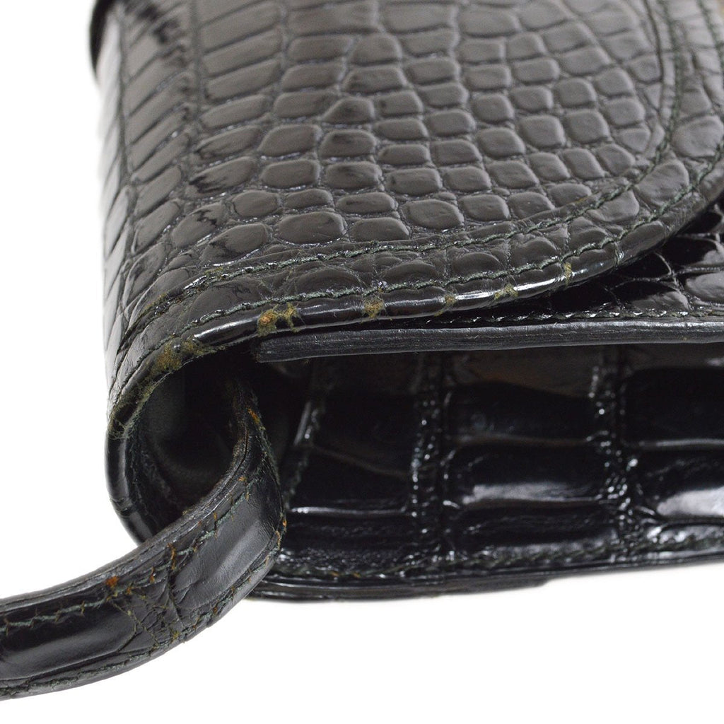 HERMES 1979 Shoulder Bag Black Crocodile