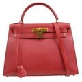 HERMES 1994 KELLY 28 SELLIER Rouge Vif Courchevel