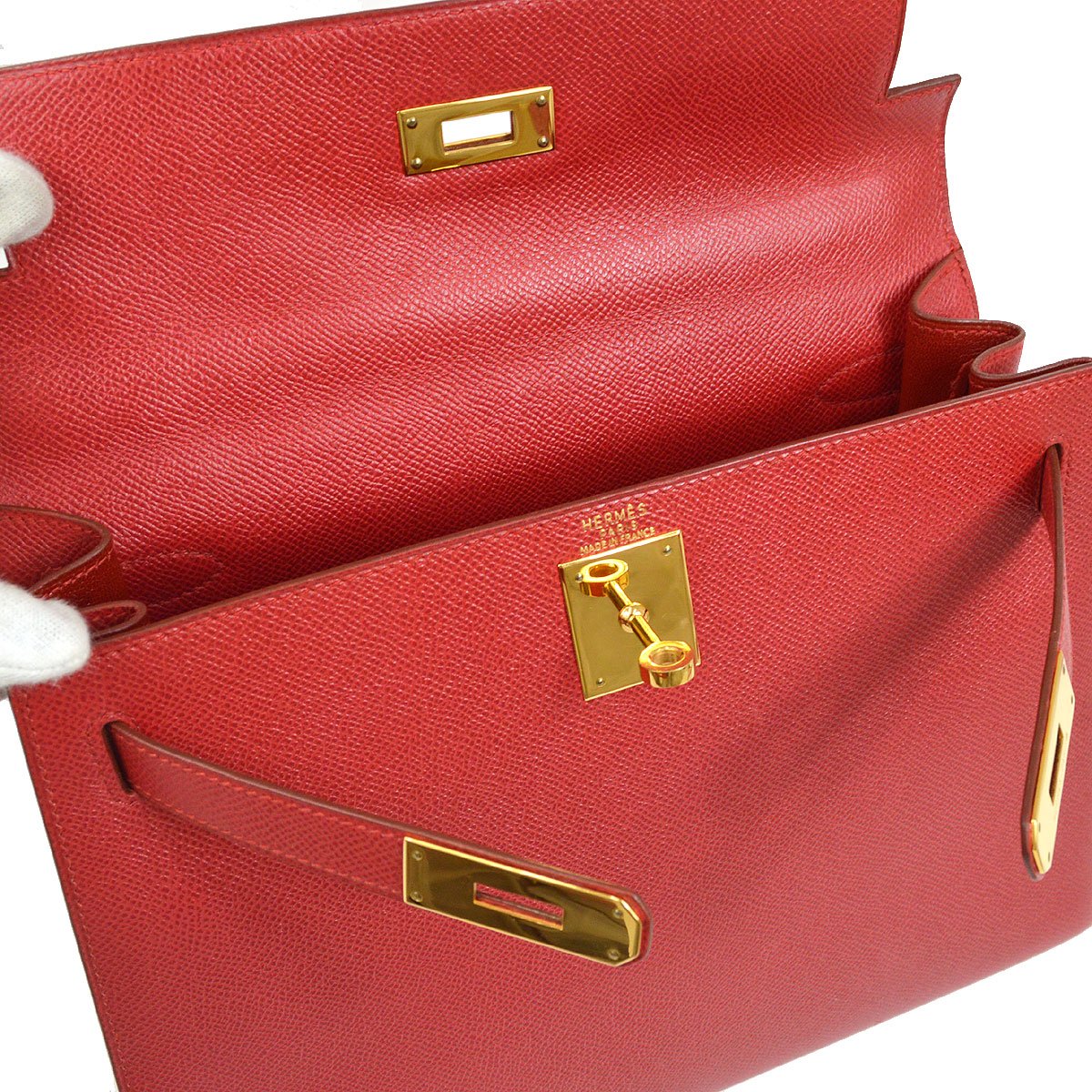 HERMES 1994 KELLY 28 SELLIER Rouge Vif Courchevel