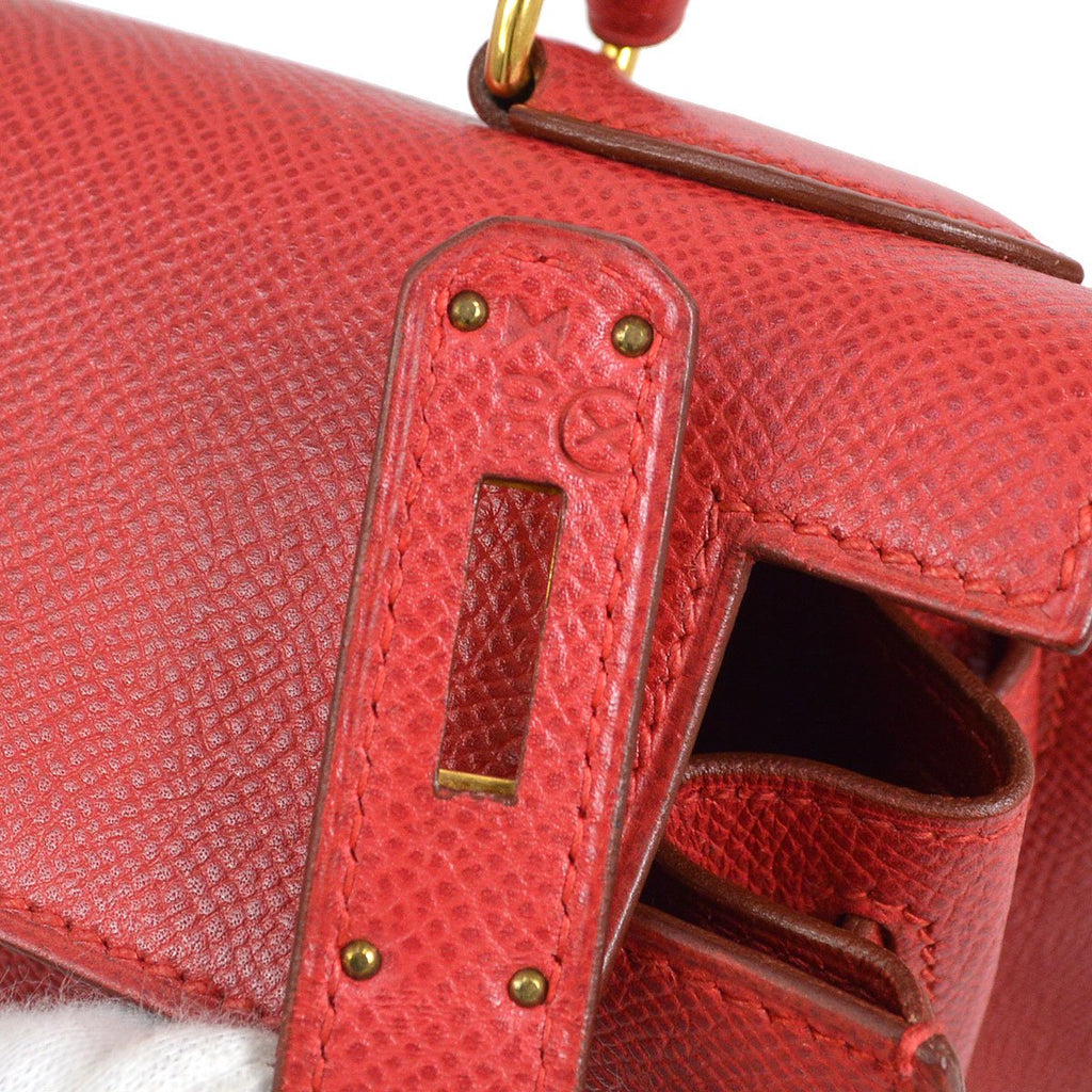 HERMES 1994 KELLY 28 SELLIER Rouge Vif Courchevel