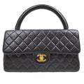 CHANEL★ 1994 Classic Flap Top Handle Bag Medium Black Lambskin 41952