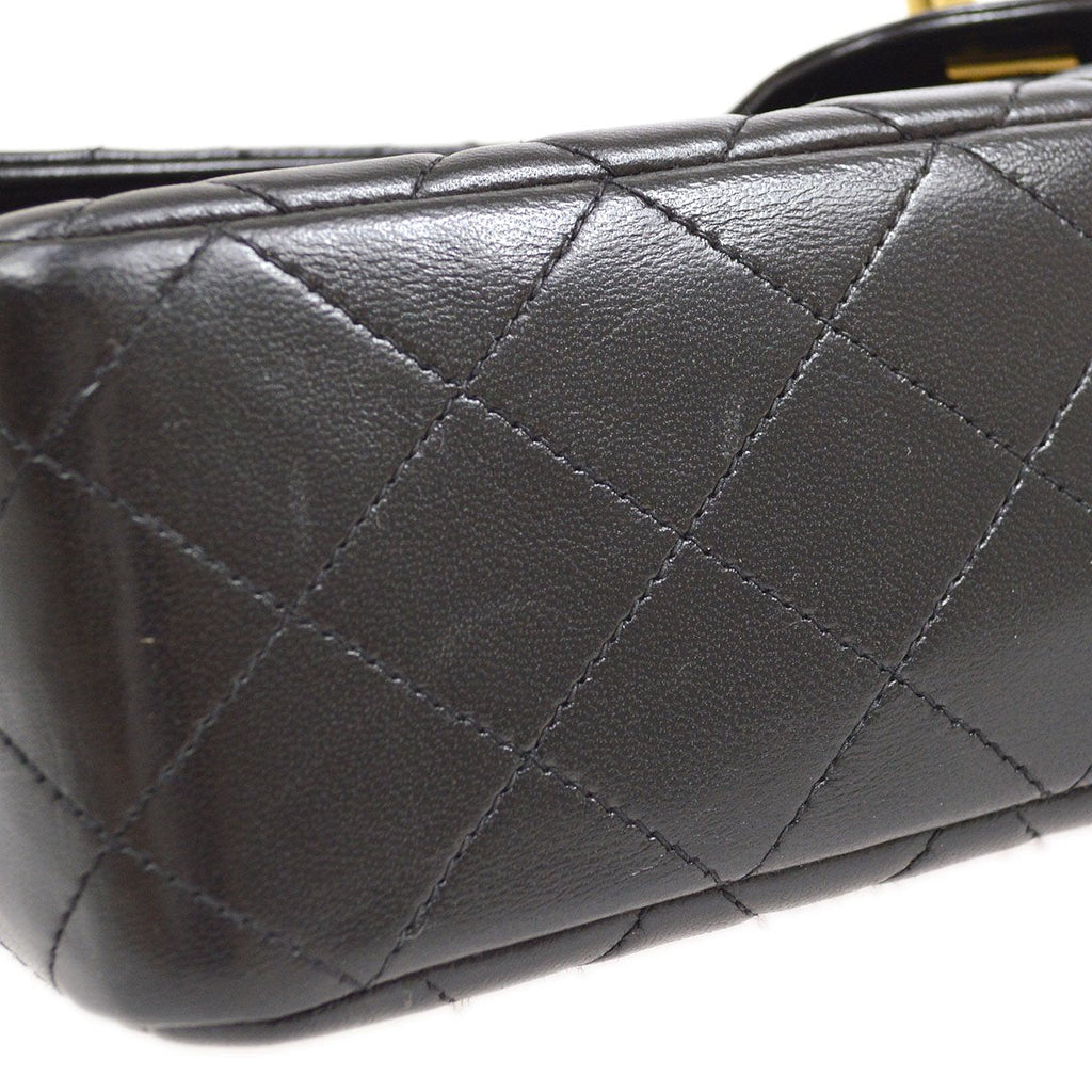 CHANEL★ 1994 Classic Flap Top Handle Bag Medium Black Lambskin 41952