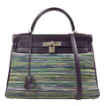 HERMES KELLY 32 RETOURNE Vibrato Box Calf Raisin