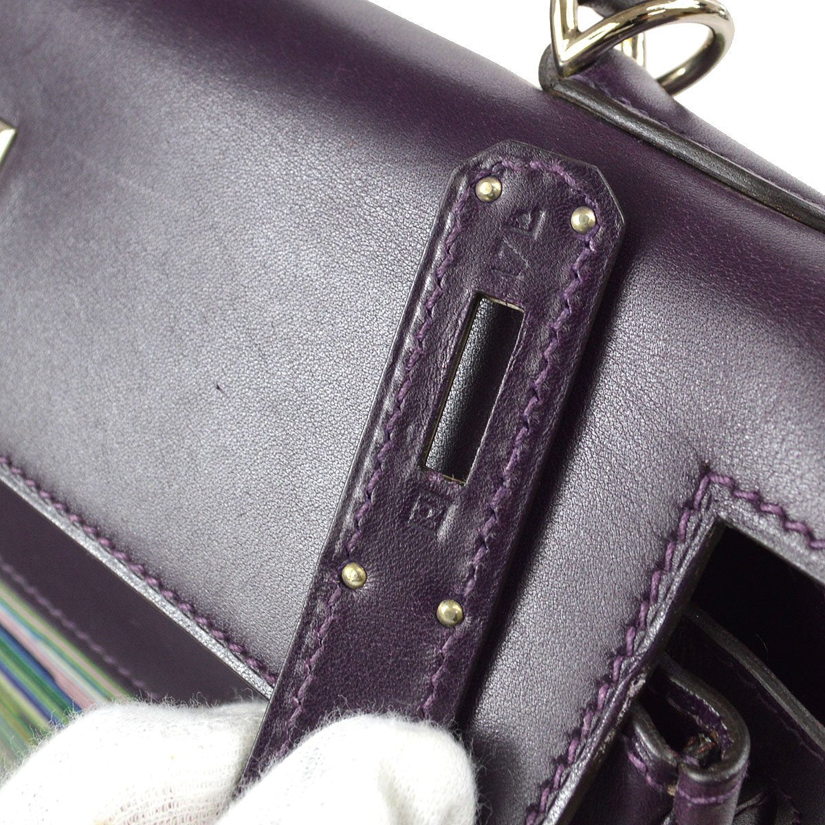 HERMES KELLY 32 RETOURNE Vibrato Box Calf Raisin