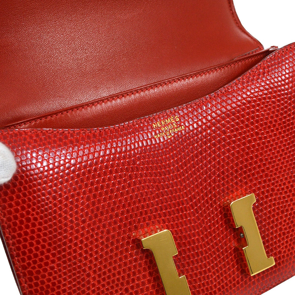 HERMES MINI CONSTANCE 18 Rouge Lizard