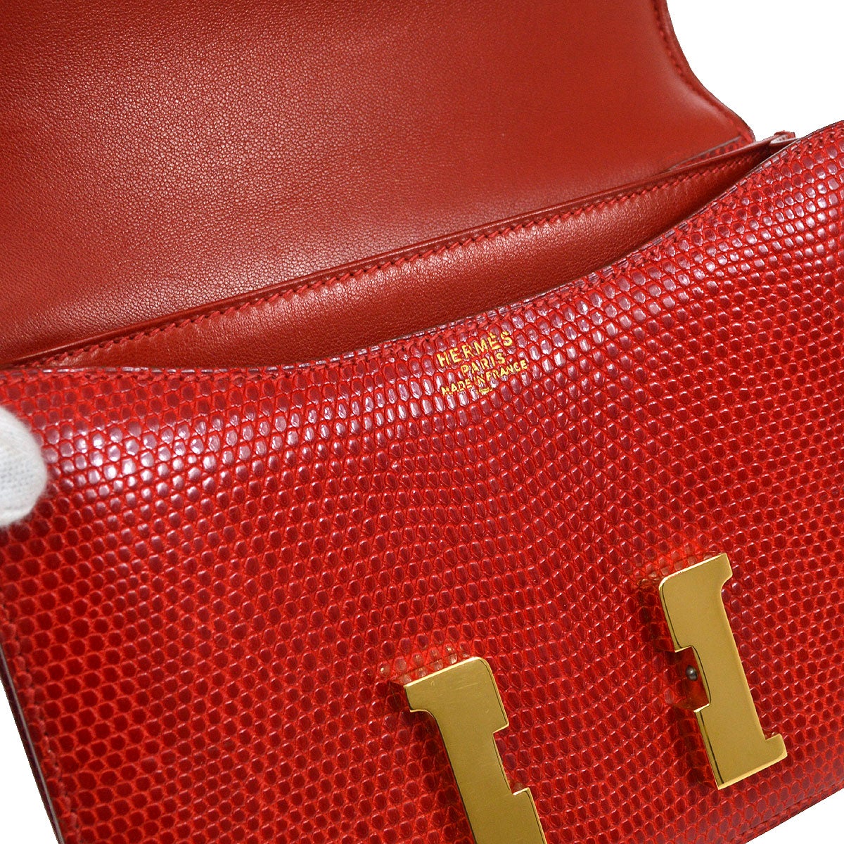 HERMES MINI CONSTANCE 18 Rouge Lizard