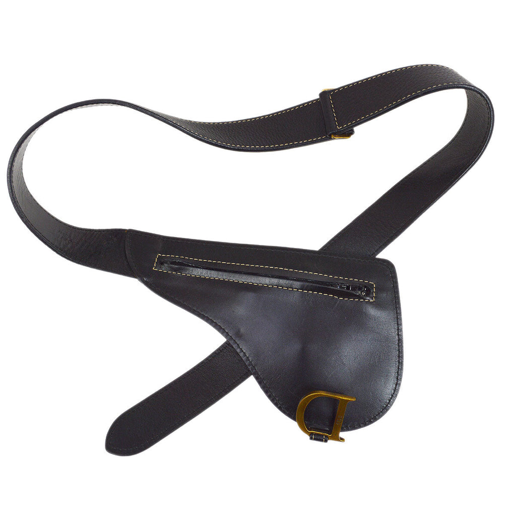 Christian Dior 2002 Saddle Bum Bag Black #85