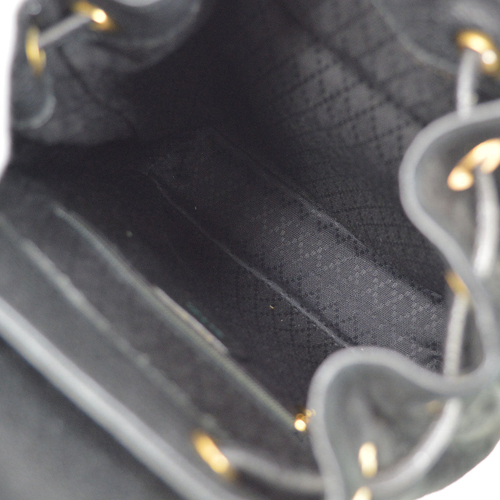 GUCCI 1980s Black Suede Python Bamboo Backpack Small