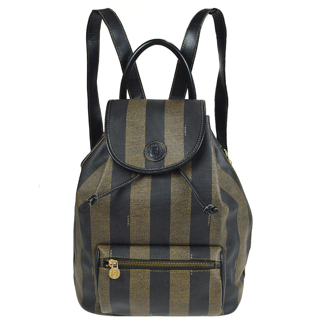 FENDI 1980s Pequin Pattern Backpack