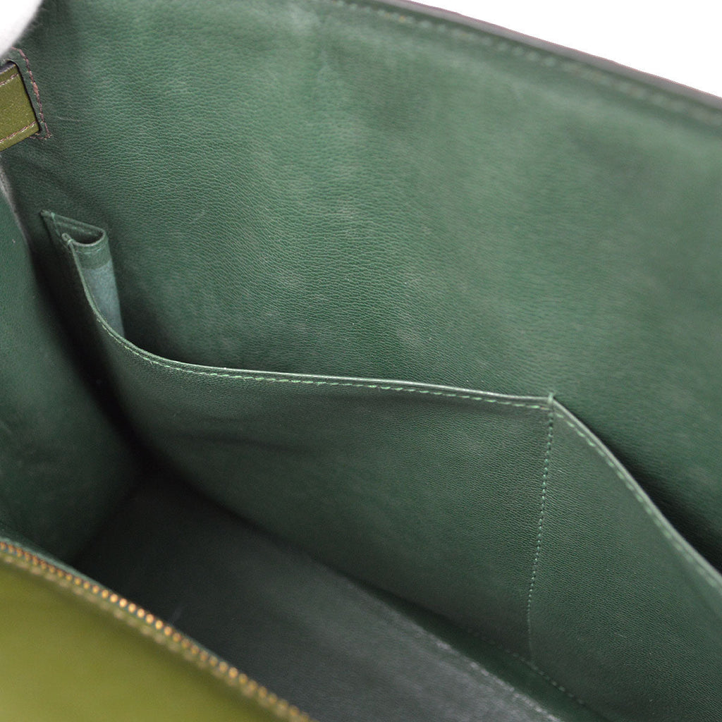 HERMES 1980 KELLY 32 SELLIER Bicolor Green Box Calf Amazonia