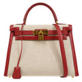 HERMES KELLY 28 SELLIER Toile H Courchevel