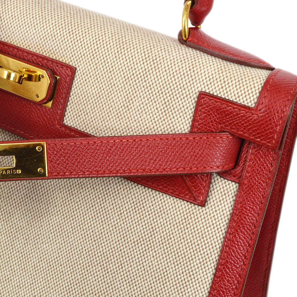 HERMES KELLY 28 SELLIER Toile H Courchevel