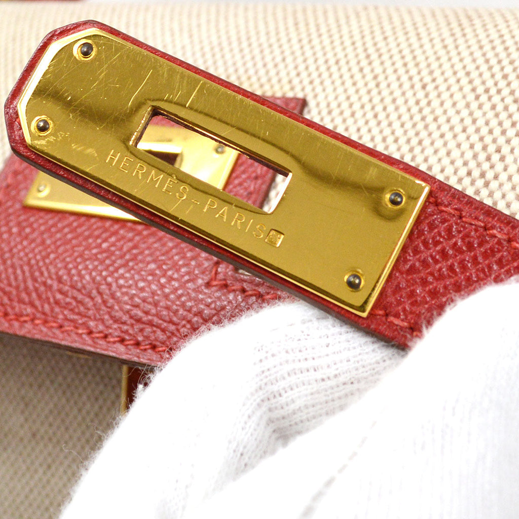 HERMES KELLY 28 SELLIER Toile H Courchevel