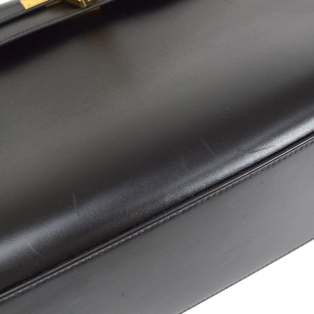 HERMES KELLY GUILLOCHE 32 SELLIER Black Box Calf
