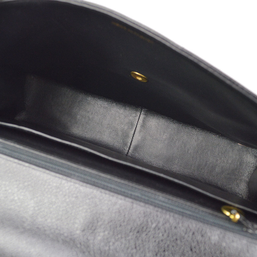 CHANEL 1991-1994 Black Caviar Vertical Classic Flap Jumbo 14367