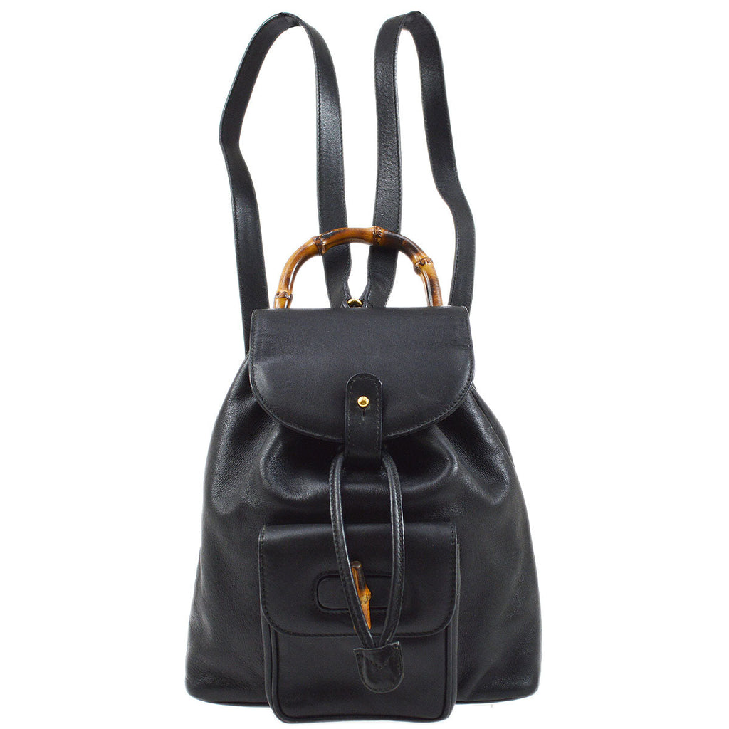 GUCCI 1980s Bamboo Backpack Black