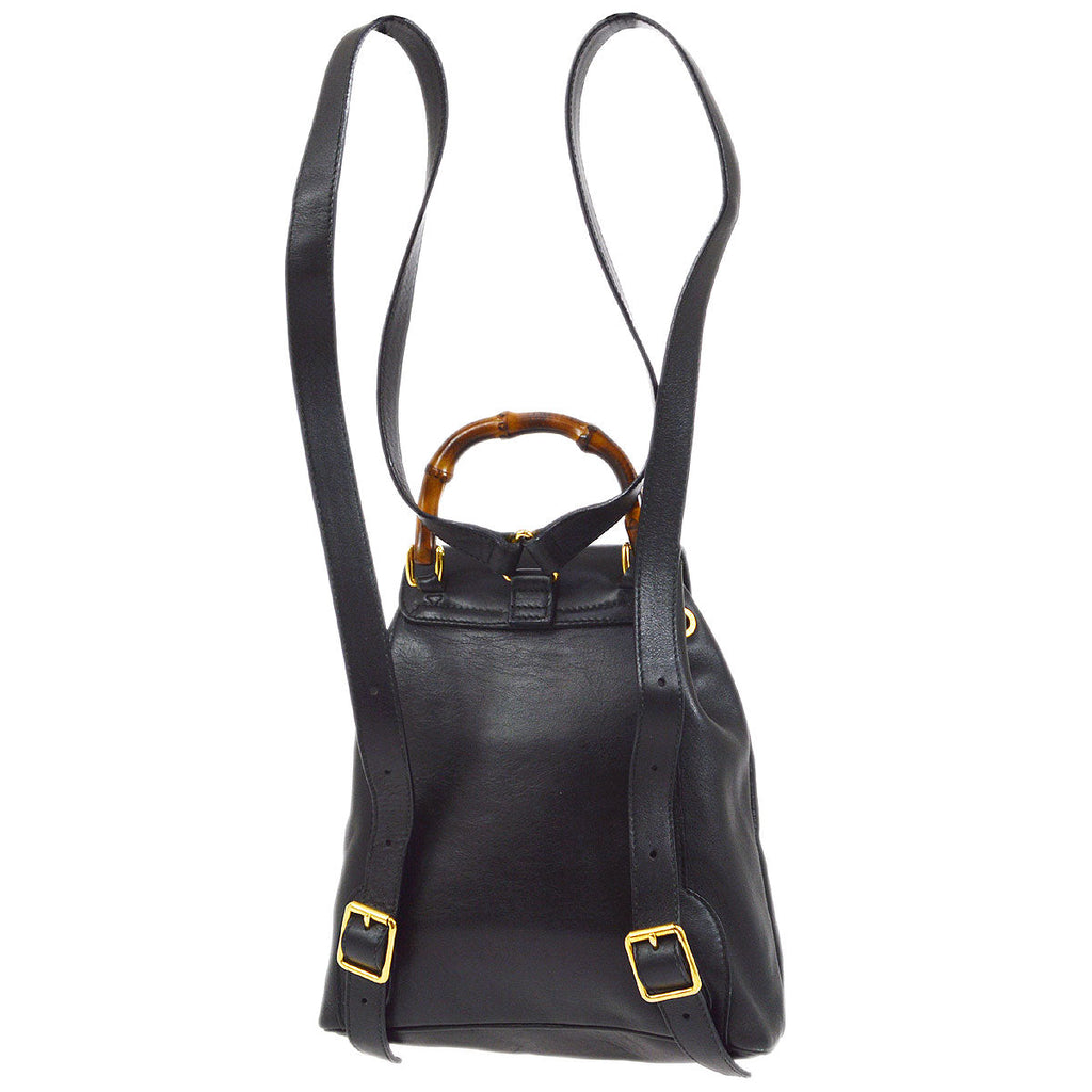 GUCCI 1980s Bamboo Backpack Black