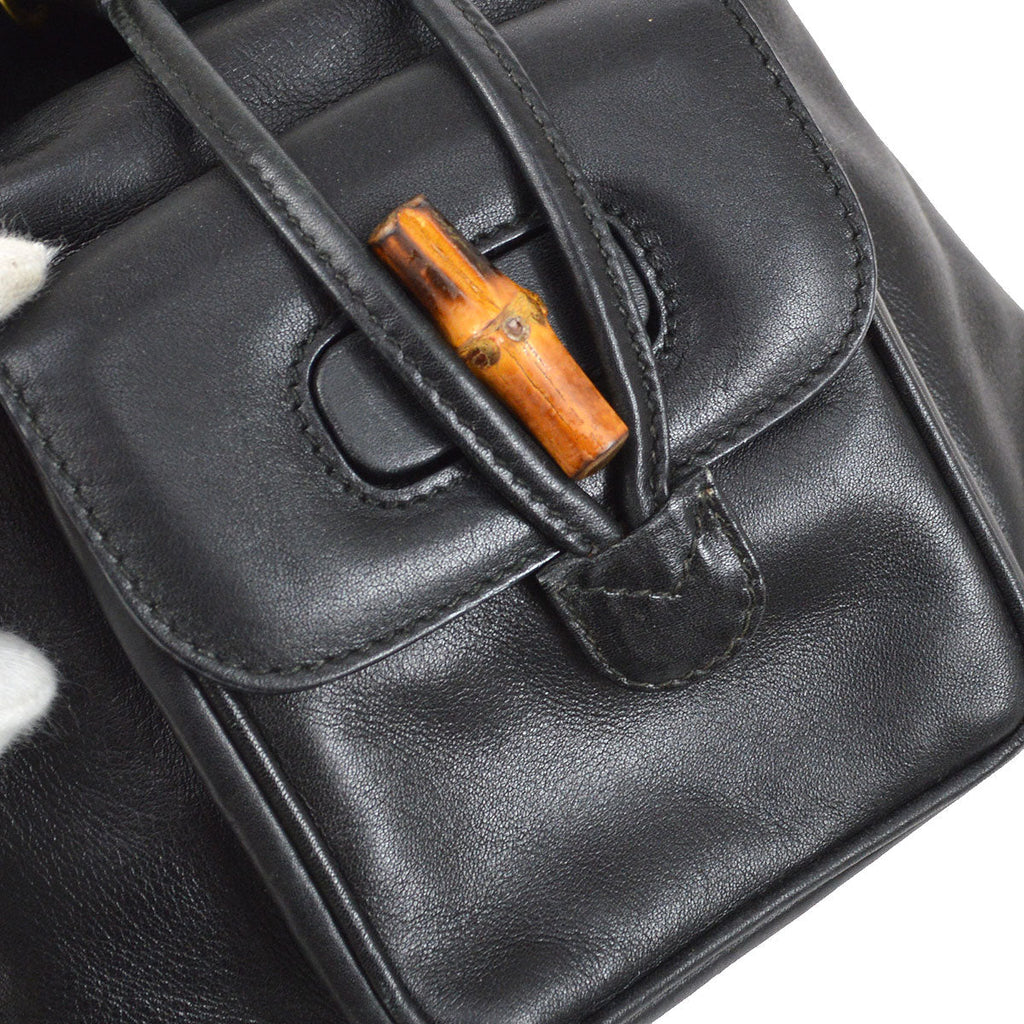 GUCCI 1980s Bamboo Backpack Black