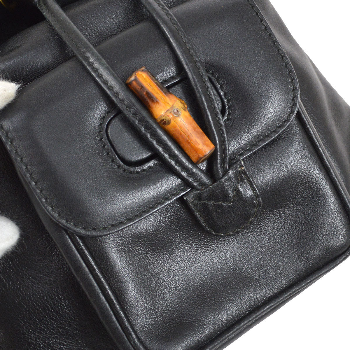GUCCI 1980s Bamboo Backpack Black