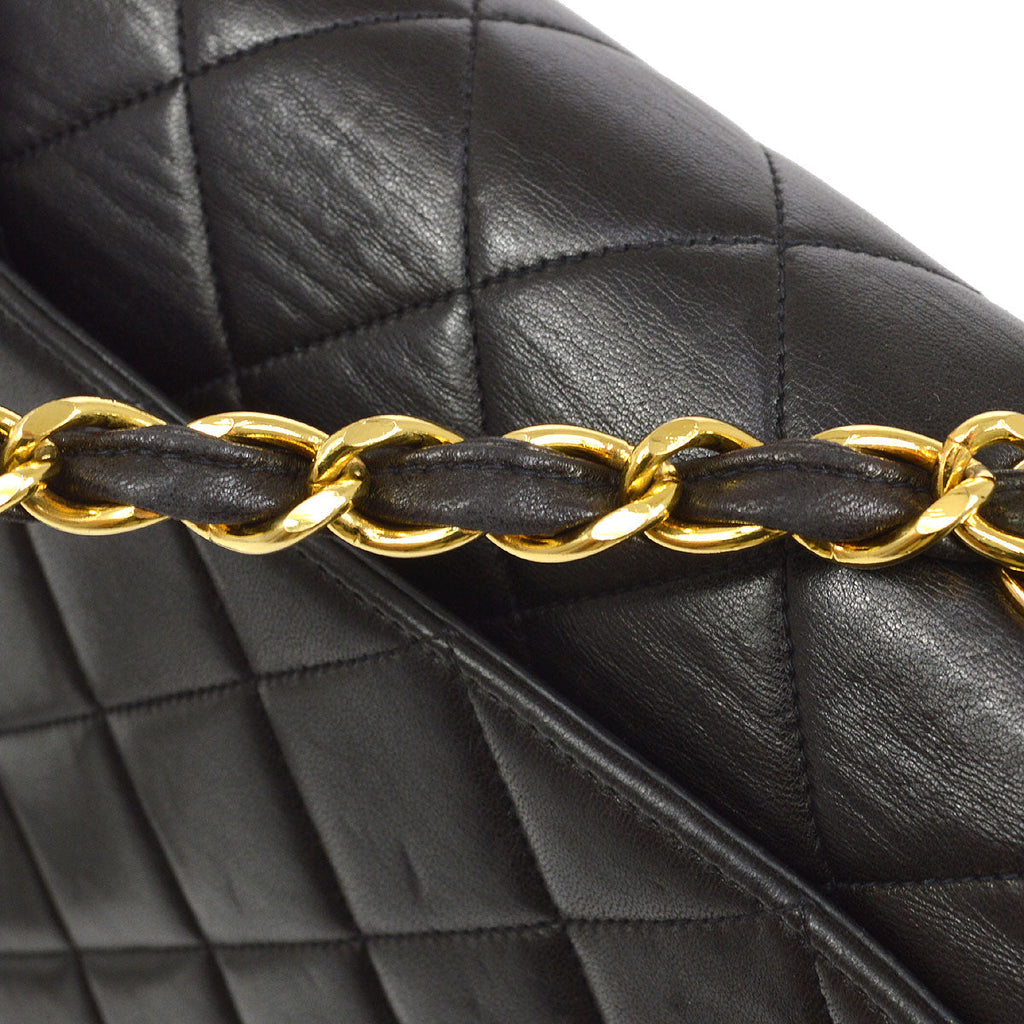 CHANEL 1994-1996 Big CC Straight Flap Medium Black Lambskin 84270