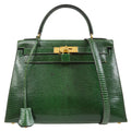 HERMES KELLY 28 SELLIER Vert Anglais Lizard