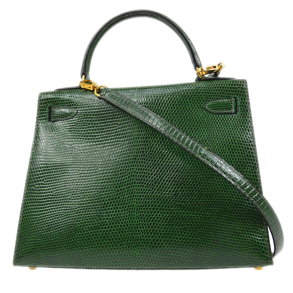 HERMES KELLY 28 SELLIER Vert Anglais Lizard