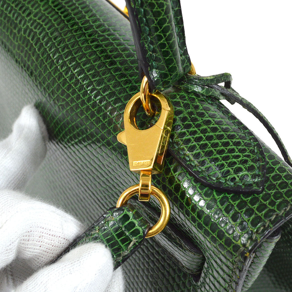 HERMES KELLY 28 SELLIER Vert Anglais Lizard