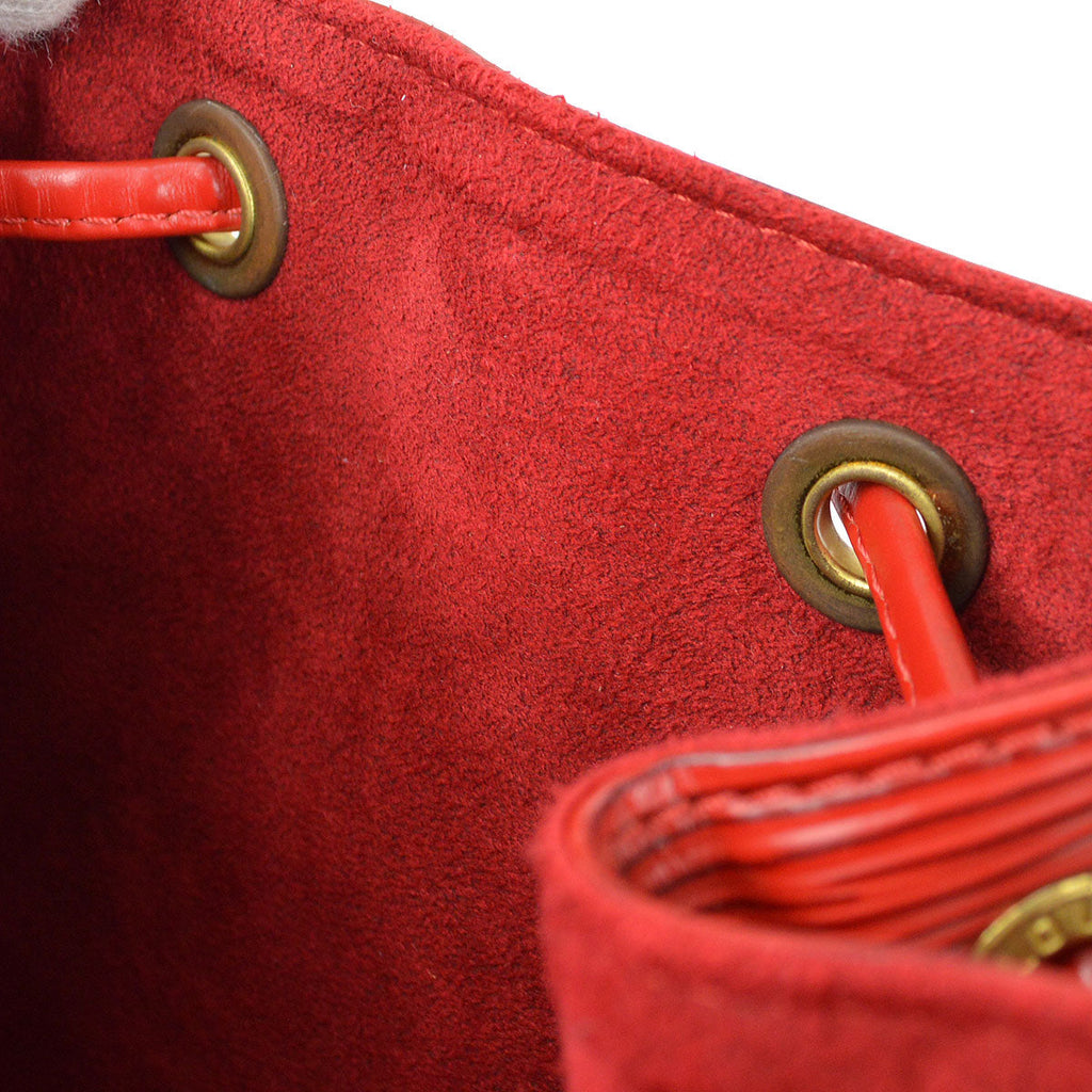 LOUIS VUITTON 2000 PETIT NOE DRAWSTRING SHOULDER BAG RED EPI M44107