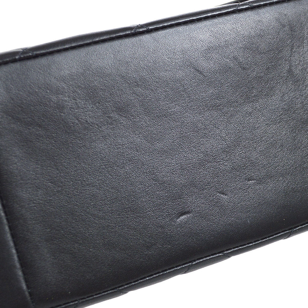 CHANEL 1991-1994 Chain Shoulder Bag Black Lambskin