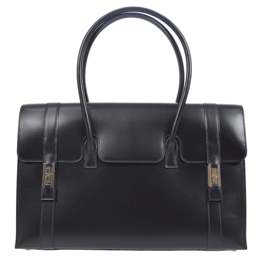HERMES DRAG 2 37 Handbag Black Box Calf