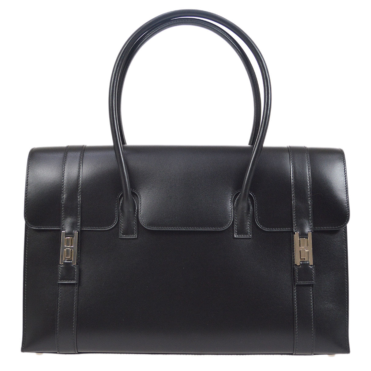 HERMES DRAG 2 37 Handbag Black Box Calf