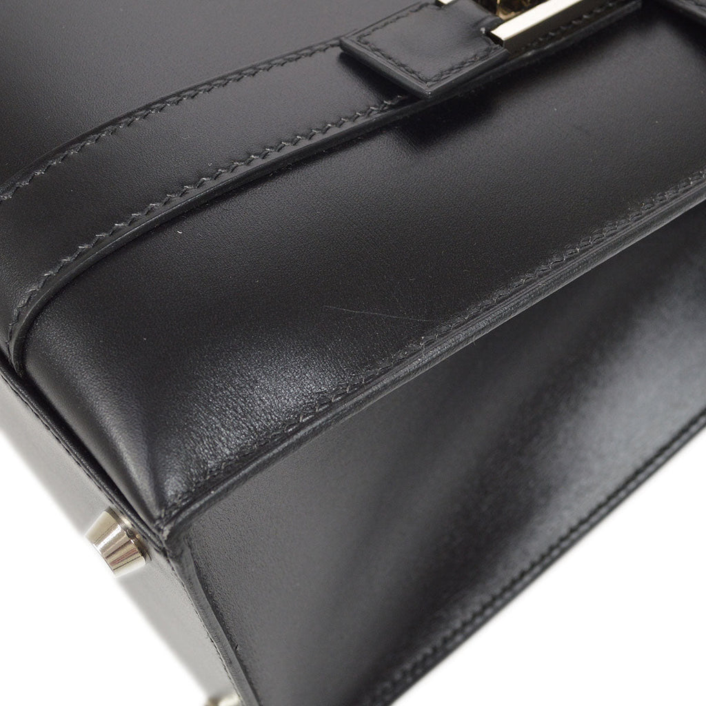 HERMES DRAG 2 37 Handbag Black Box Calf