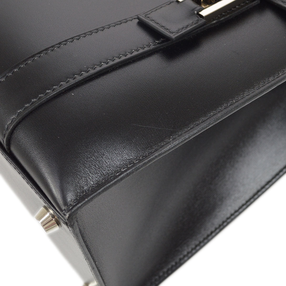 HERMES DRAG 2 37 Handbag Black Box Calf
