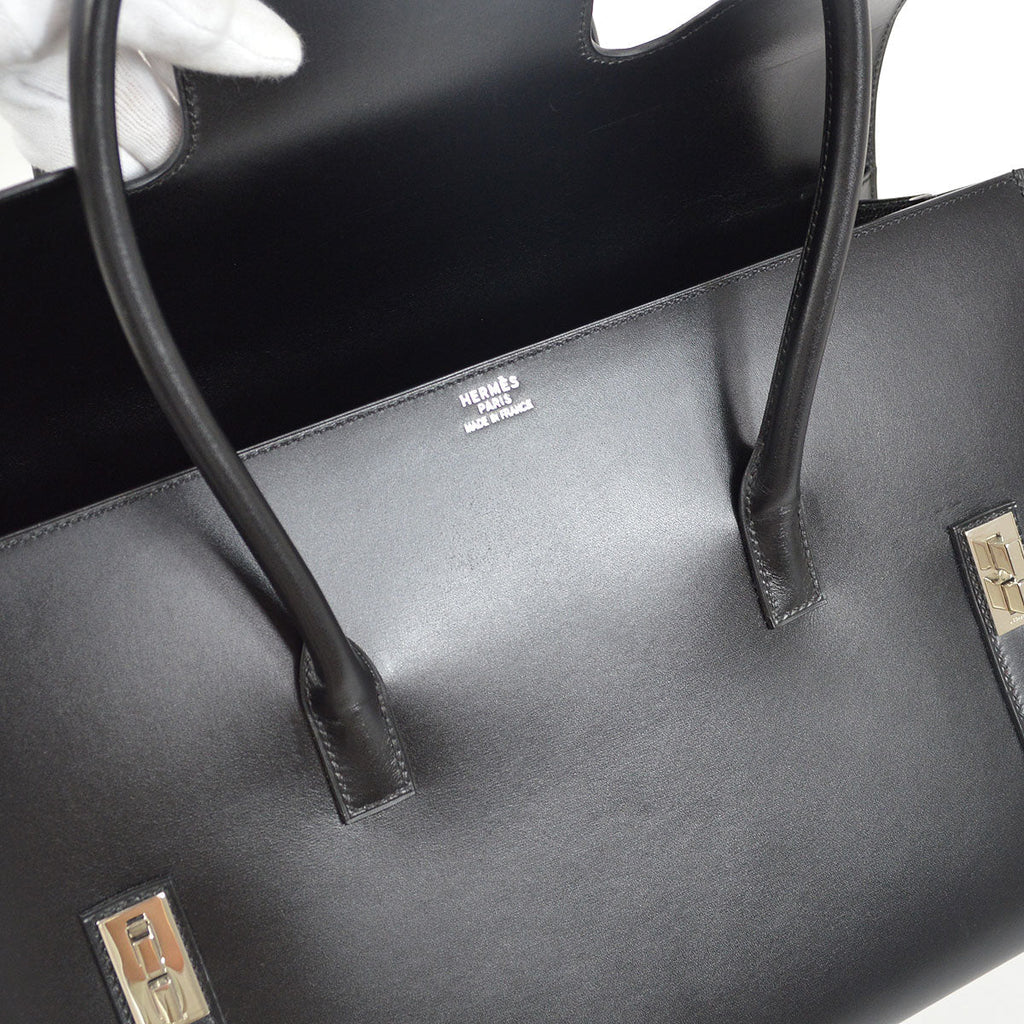 HERMES DRAG 2 37 Handbag Black Box Calf