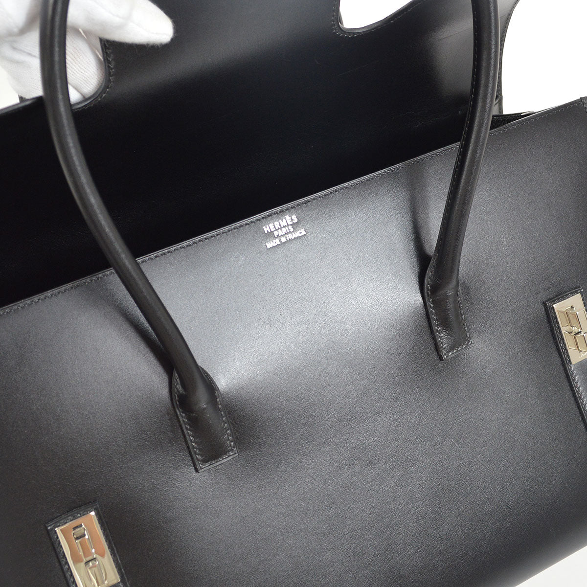 HERMES DRAG 2 37 Handbag Black Box Calf