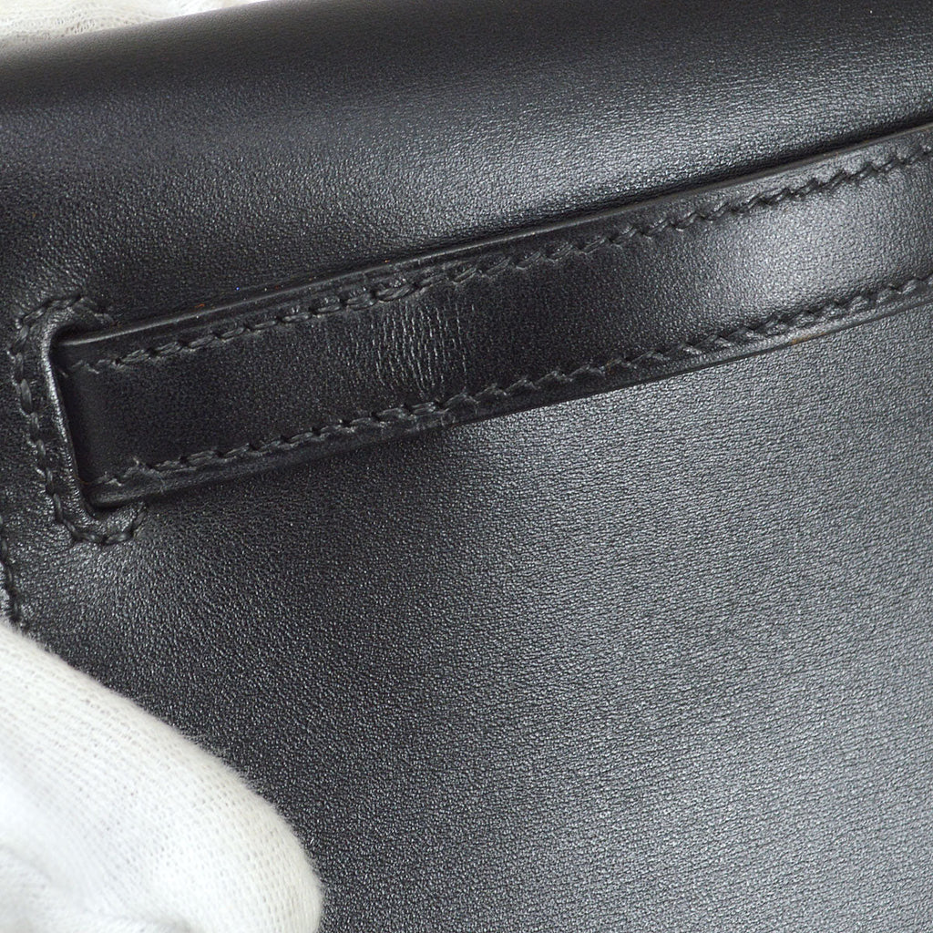 HERMES KELLY HERRAND Black Box calf