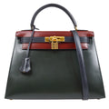 HERMES KELLY 28 SELLIER Tricolor Box calf