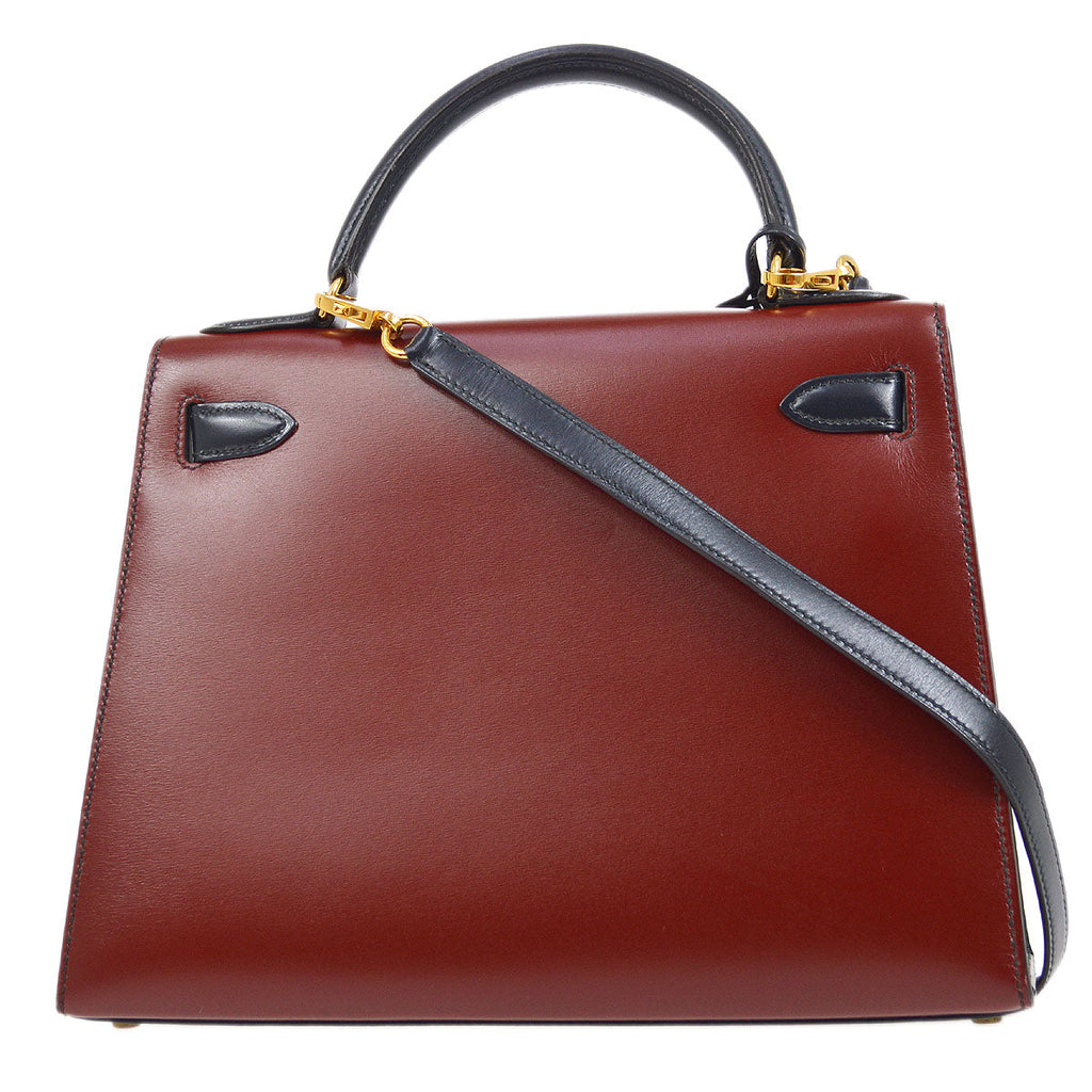 HERMES KELLY 28 SELLIER Tricolor Box calf